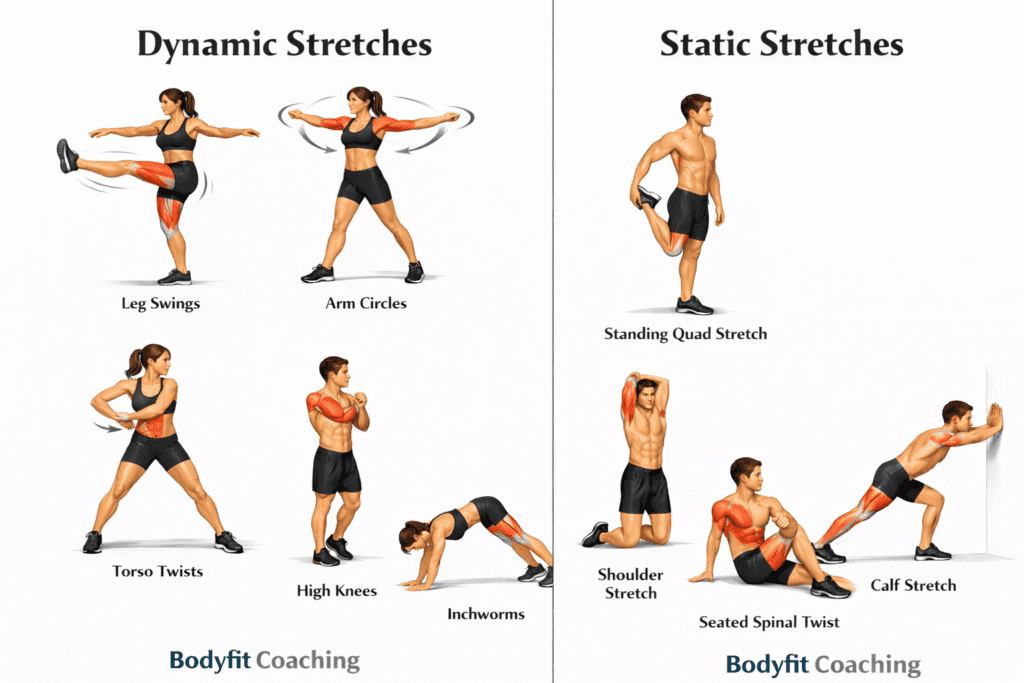 Benefits of dynamic stretching and static stretching