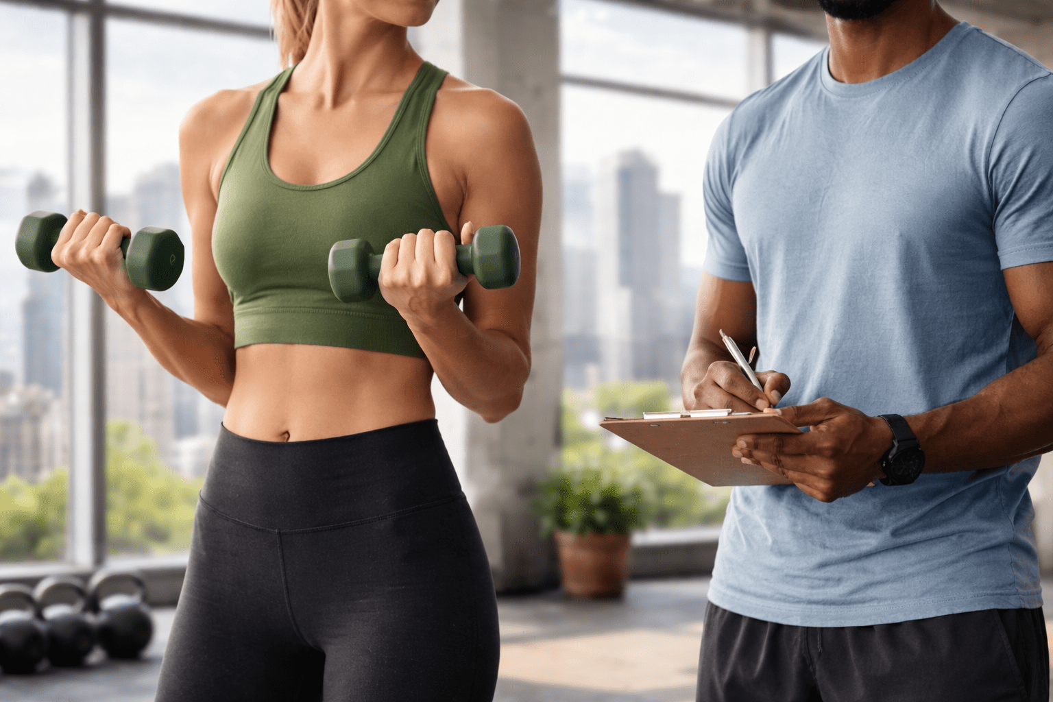 Beginner strength training session in Denver gym focused on safe fat loss and personal coaching