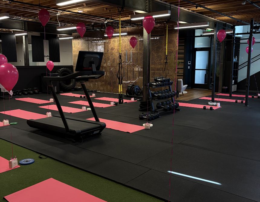 Private fitness event in a gym studio in Denver.