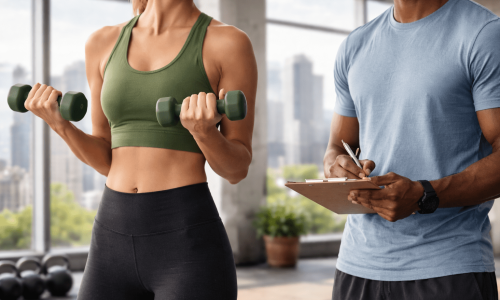 Beginner strength training session in Denver gym focused on safe fat loss and personal coaching